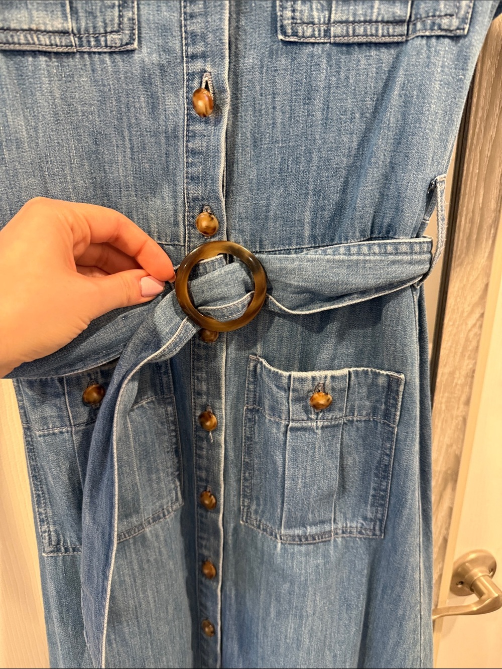Sezane Blue Denim Midi Shirt Dress - Picture 4 of 4